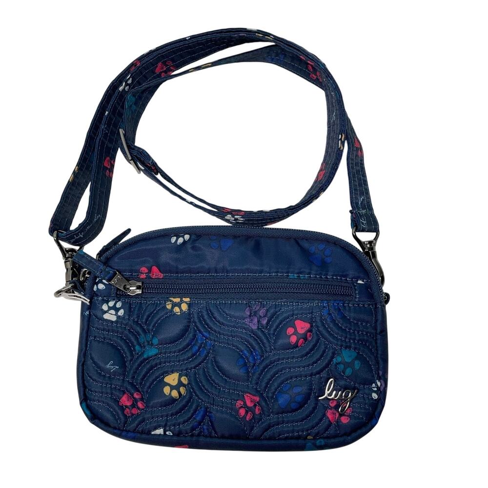 Lug Super Coupe Convertible  Crossbody Bag Purse Blue Paws Print